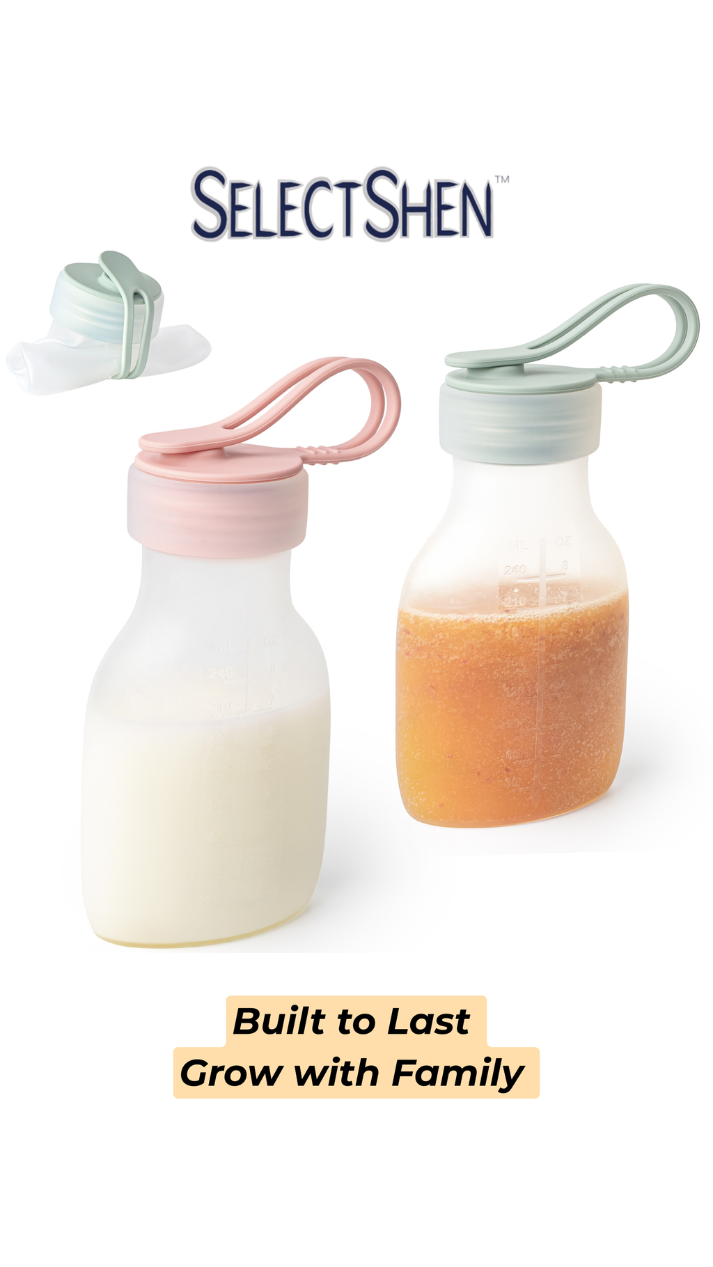 SelectShen™ 2 Pack Platinum Silicone Milk & Puree Bag -- 8 fl oz Each