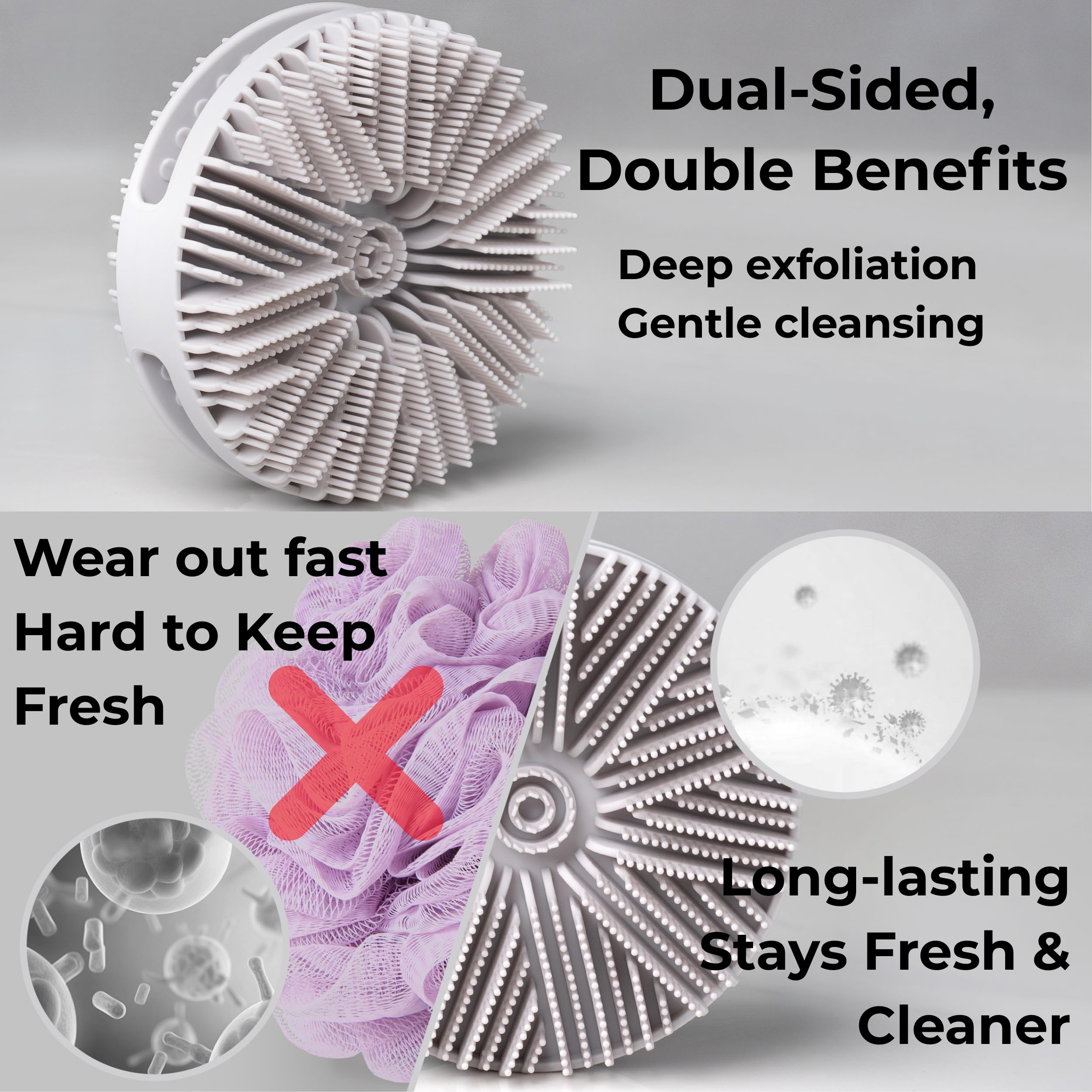 SelectShen™ Silver-Ion Silicone Scrubber Set – Exfoliating Body & Face Brush Kit for Gym & Travel, with TSA Bottles & Bag – Eco-Friendly & Gentle for Sensitive Skin