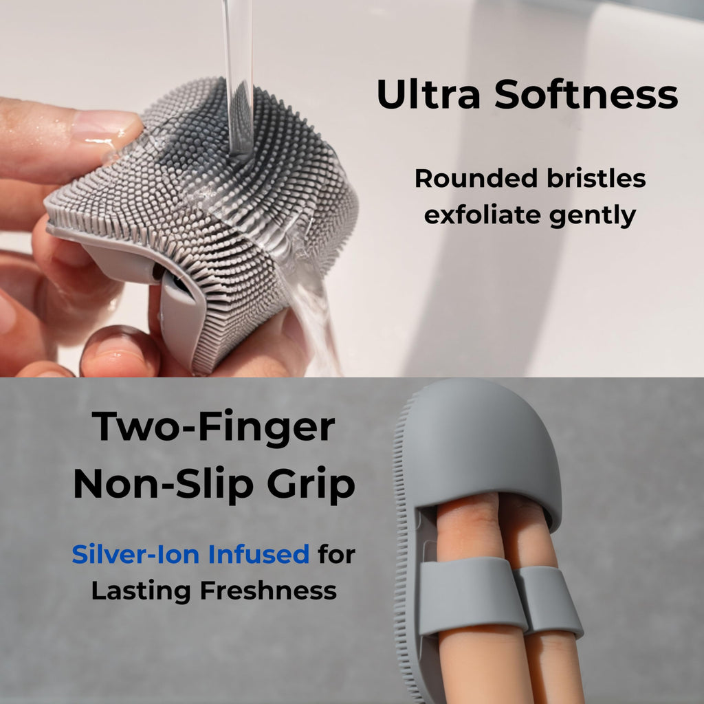 SelectShen™ Silver-Ion Silicone Scrubber Set – Exfoliating Body & Face Brush Kit for Gym & Travel, with TSA Bottles & Bag – Eco-Friendly & Gentle for Sensitive Skin